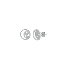 Load image into Gallery viewer, Sterling Silver Rhodium Plated Crescent Moon And Stars Stud Earrings