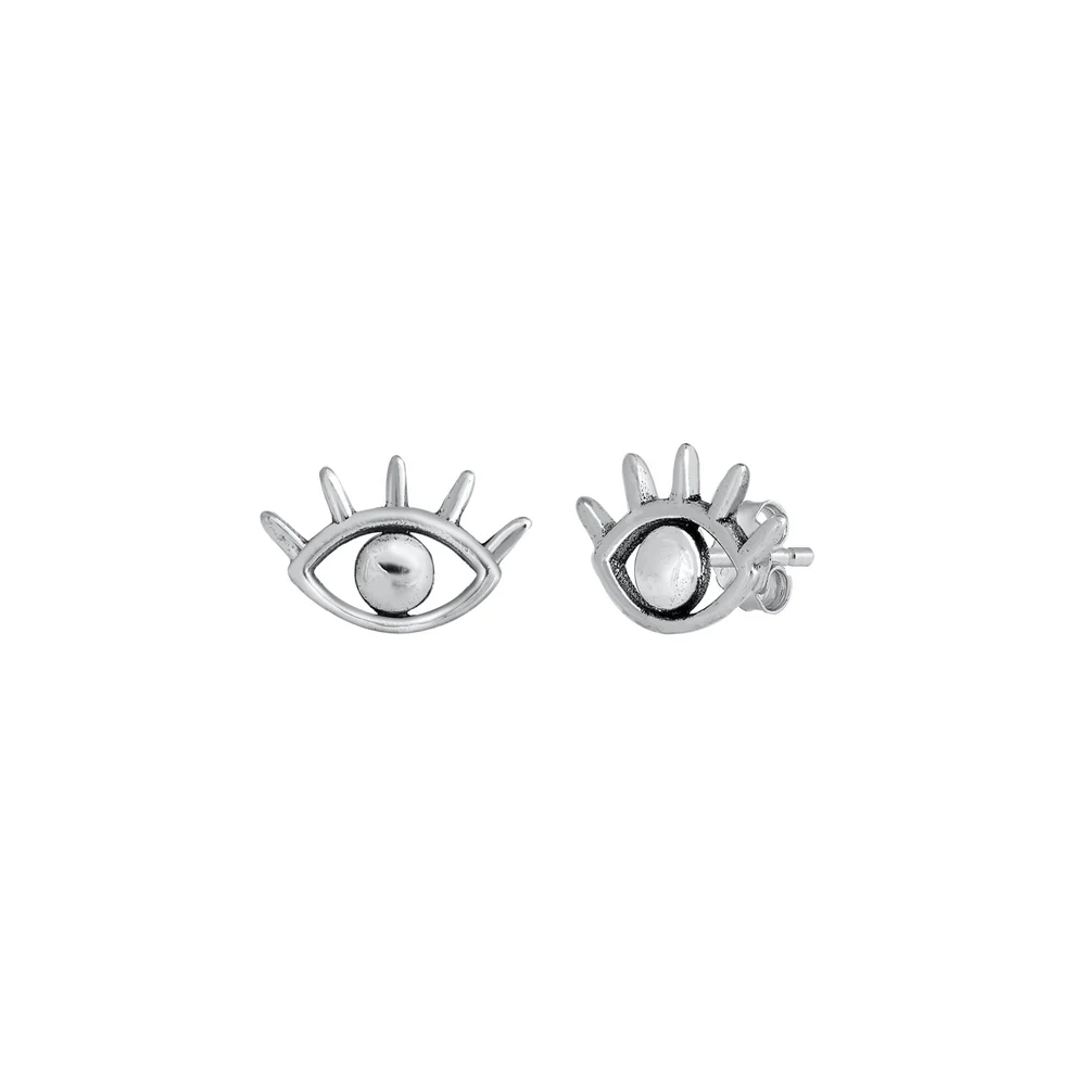 Sterling Silver Oxidized Eye Stud Earrings