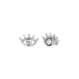 Sterling Silver Oxidized Eye Stud Earrings