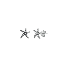 Load image into Gallery viewer, Sterling Silver Oxidized Starfish Stud Earrings
