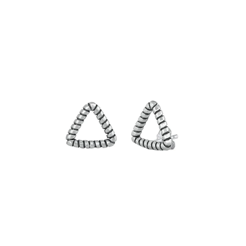 Sterling Silver Oxidized Triangle Stud Earrings