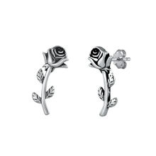 Load image into Gallery viewer, Sterling Silver Oxidized Rose Stud Earrings