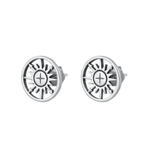 Load image into Gallery viewer, Sterling Silver Oxidized Compass Stud Earrings