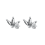 Sterling Silver Rhodium Plated Bali Stud Earrings