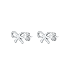 Load image into Gallery viewer, Sterling Silver Oxidized Ribbon Stud Earrings
