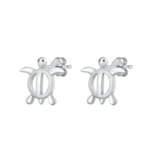Load image into Gallery viewer, Sterling Silver Rhodium Plated Turtle Stud Earrings