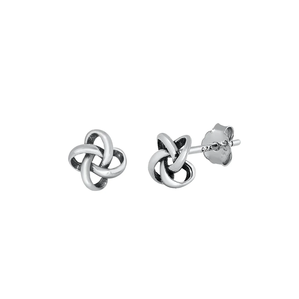Sterling Silver Oxidized Knot Stud Earrings