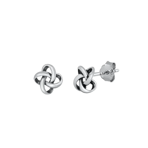 Sterling Silver Oxidized Knot Stud Earrings