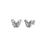 Sterling Silver Oxidized Butterfly Stud Earrings