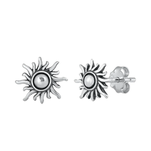 Load image into Gallery viewer, Sterling Silver Oxidized Sun Stud Earrings