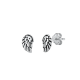 Sterling Silver Oxidized Wings Stud Earrings