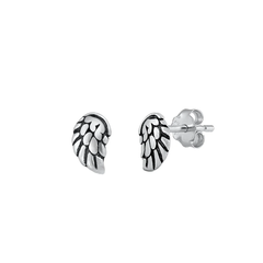 Sterling Silver Oxidized Wings Stud Earrings