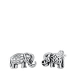 Sterling Silver Oxidized Elephant Stud Earrings