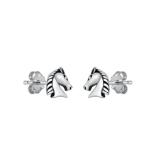 Load image into Gallery viewer, Sterling Silver Oxidized Horse Stud Earrings