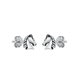 Sterling Silver Oxidized Horse Stud Earrings