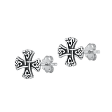 Load image into Gallery viewer, Sterling Silver Oxidized Celtic Cross Stud Earrings