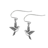 Sterling Silver Rhodium Plated Dove Stud Earrings
