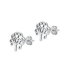 Load image into Gallery viewer, Sterling Silver Oxidized Tree Stud Earrings