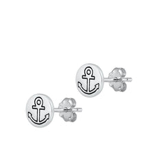 Load image into Gallery viewer, Sterling Silver Oxidized Anchor Stud Earrings