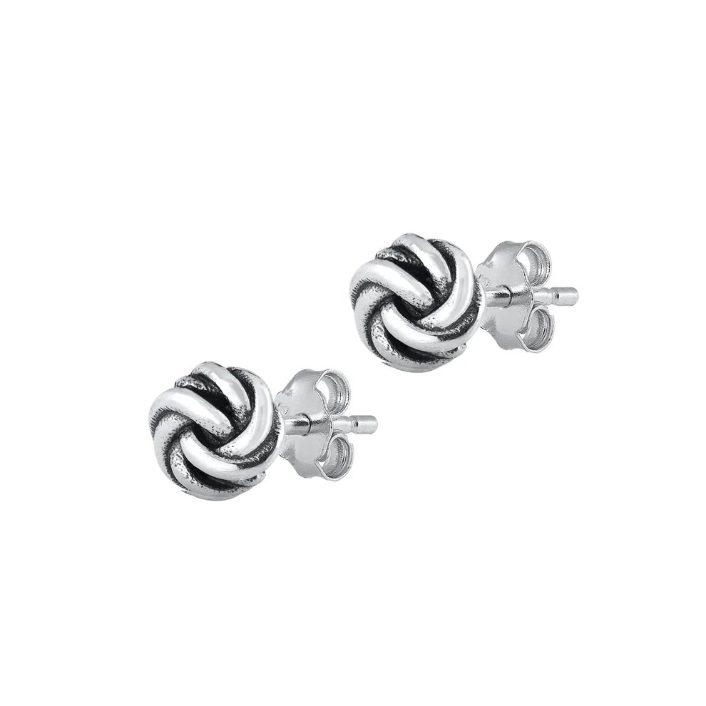 Sterling Silver Oxidized Knot Stud Earrings