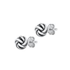 Sterling Silver Oxidized Knot Stud Earrings