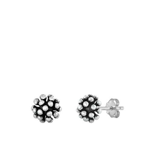 Sterling Silver Oxidized Bali Style Stud Earrings