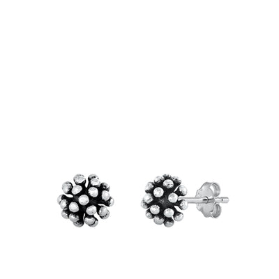 Sterling Silver Oxidized Bali Style Stud Earrings