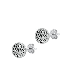 Load image into Gallery viewer, Sterling Silver Oxidized Lotus Stud Earrings