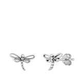 Sterling Silver Oxidized Dragonfly Stud Earrings