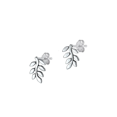 Sterling Silver Oxidized Branch Leaves Earrings