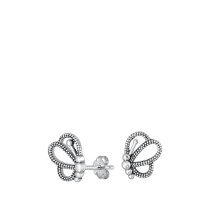 Sterling Silver Oxidized Butterfly Stud Earrings