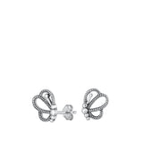 Sterling Silver Oxidized Butterfly Stud Earrings