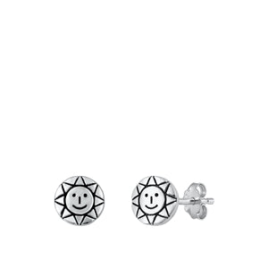 Sterling Silver Oxidized Sun Earrings