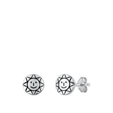 Sterling Silver Oxidized Sun Earrings