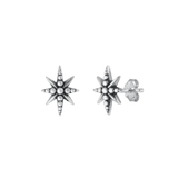 Sterling Silver Oxidized 10.4mm Star Stud Earrings
