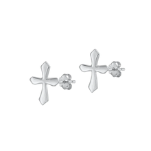 Load image into Gallery viewer, Sterling Silver Oxidized Cross Earrings