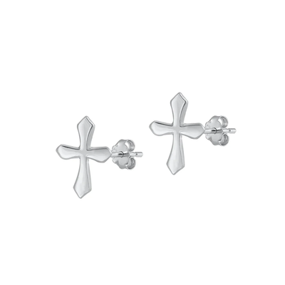 Sterling Silver Oxidized Cross Earrings
