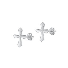 Sterling Silver Oxidized Cross Earrings