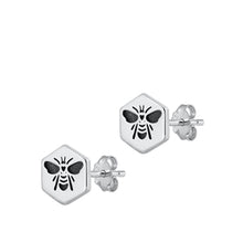 Load image into Gallery viewer, Sterling Silver Oxidized Bee Stud Earrings