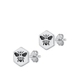 Sterling Silver Oxidized Bee Stud Earrings