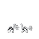 Sterling Silver Oxidized Turtle Earrings
