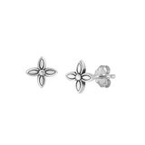 Sterling Silver Oxidized 6mm Flower Earrings