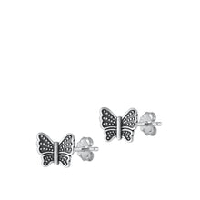 Load image into Gallery viewer, Sterling Silver Oxidized Butterfly Earrings