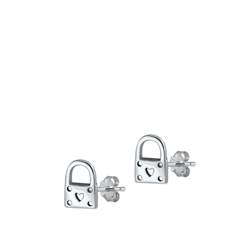 Sterling Silver Oxidized Padlock Earrings