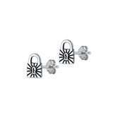 Sterling Silver Oxidized Padlock Stud Earrings