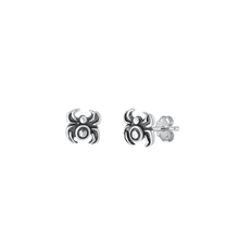 Load image into Gallery viewer, Sterling Silver Oxidized Spider Stud Earrings