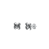 Sterling Silver Oxidized Spider Stud Earrings