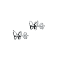Load image into Gallery viewer, Sterling Silver Oxidized Butterfly Earrings