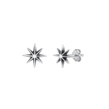 Load image into Gallery viewer, Sterling Silver Oxidized Star Earrings