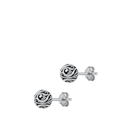 Sterling Silver Oxidized Sunflower Earrings